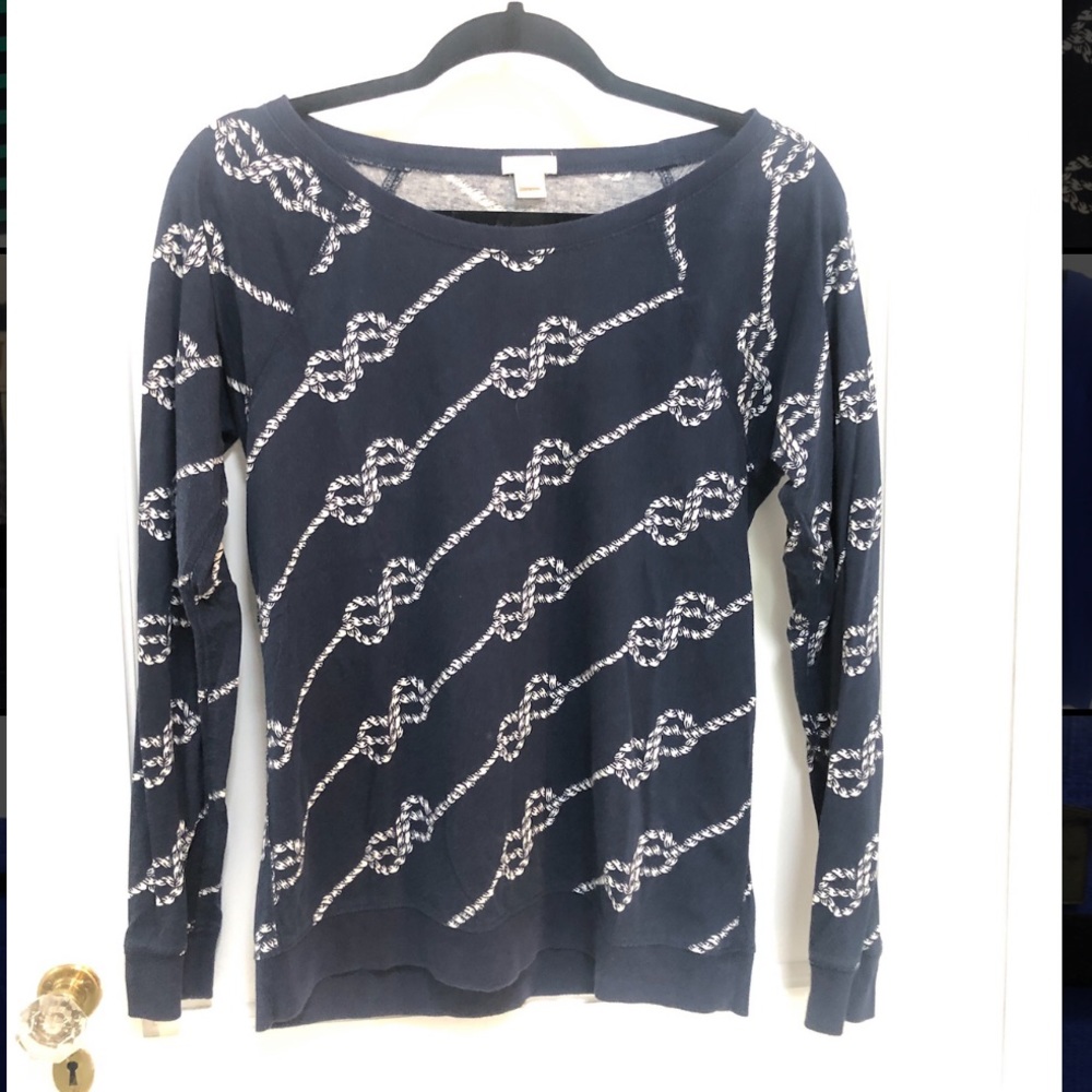 JCrew Summer Weight Sweatshirt w Sailor Knot Print